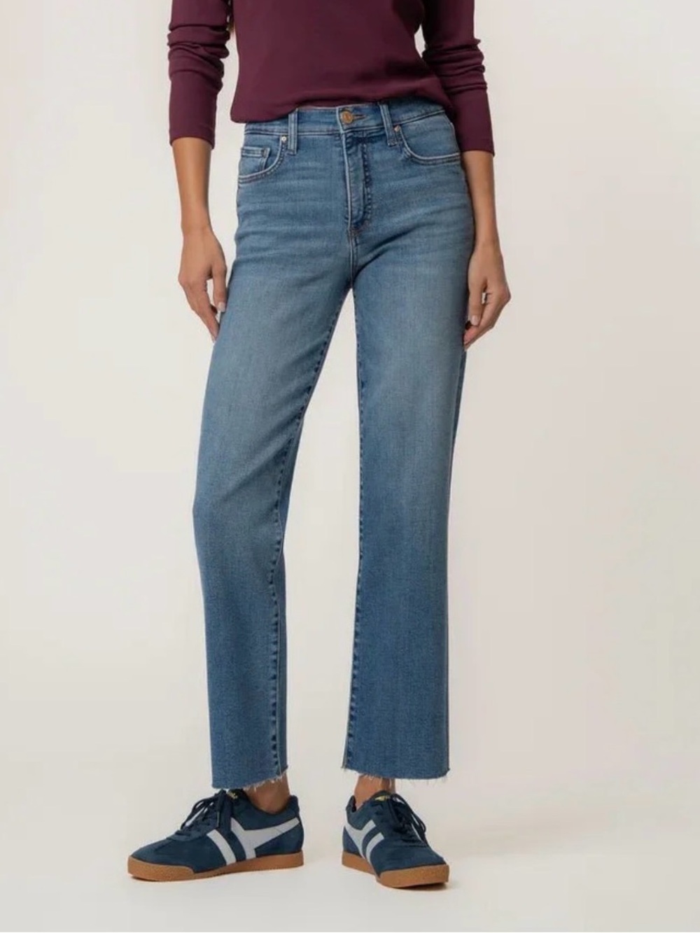 Kut from the Kloth Avery Hi-Rise Straight Leg Jeans with raw hem